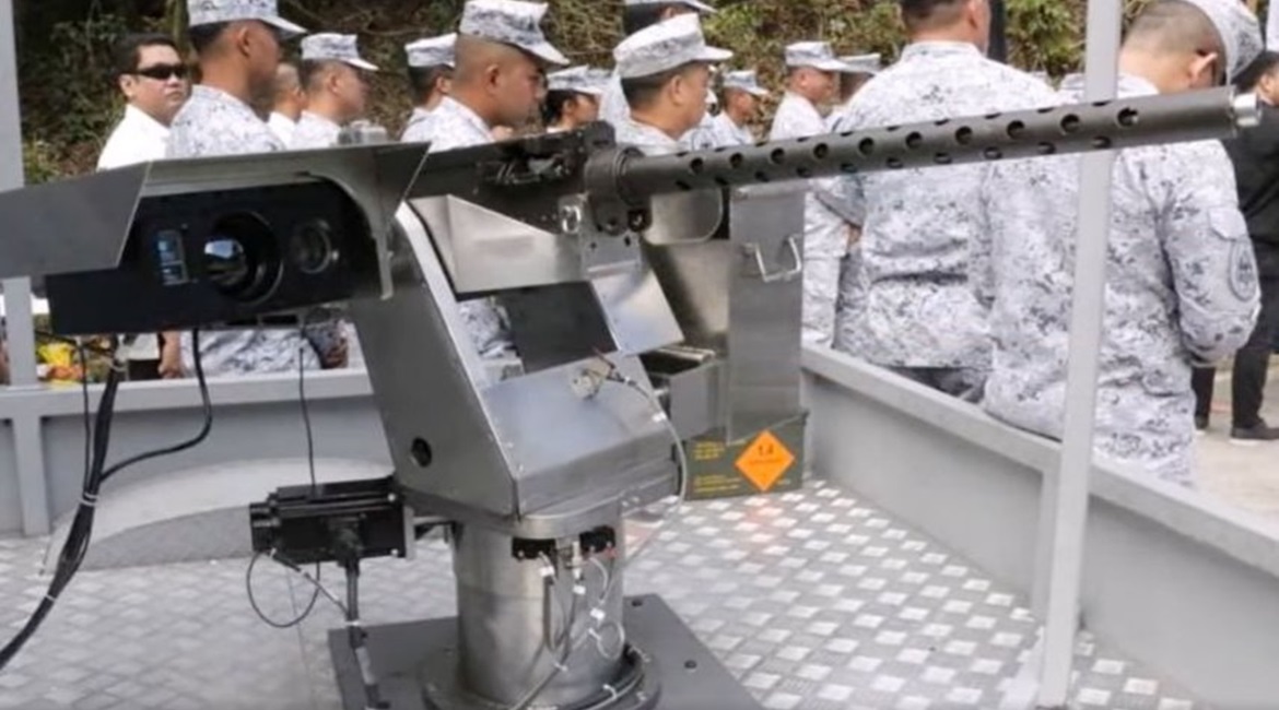 The Philippines is developing this new RWS (seen here mounting an AN/M2 machine gun)  to enable accurate firing of .50 cal machine guns from its warships and patrol vessels.
