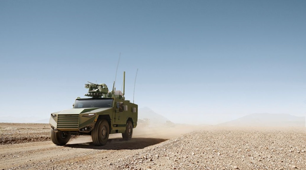 A rendering of a production standard Serval with the Hornet RWS and a 12.7 mm MG.