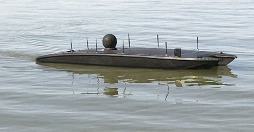 A MANTAS T12 unmanned surface vehicle seen with a SeaFLIR sensor.