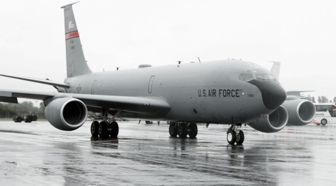 The USAF wants to equip its KC-135R/T (pictured) and KC-46A tanker-transport fleets with a podded BLOS communications system that would turn them into command and control nodes for other assets acting in the future battlespace.