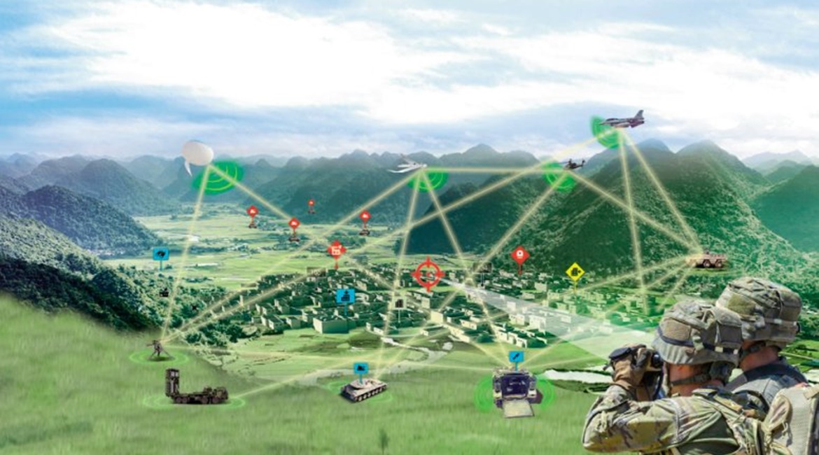 A conceptualisation of the Rafael Fire Weaver network fire-control system.