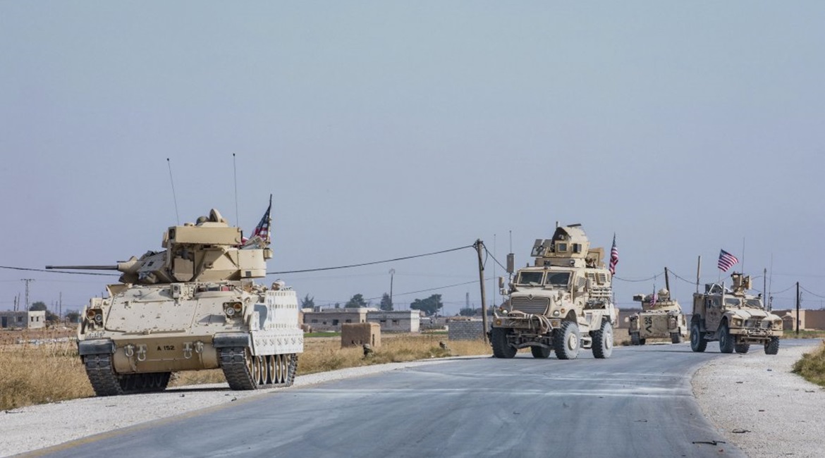 A Bradley from the 30th Armored Brigade Combat Team is seen in Syria on 13 November 2019.