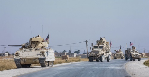 A Bradley from the 30th Armored Brigade Combat Team is seen in Syria on 13 November 2019.