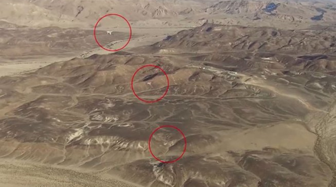Image of a multiple drone attack during the live demonstration of Rafael Advanced Defence Systems' Drone Dome-L in southern Israel in December 2019.