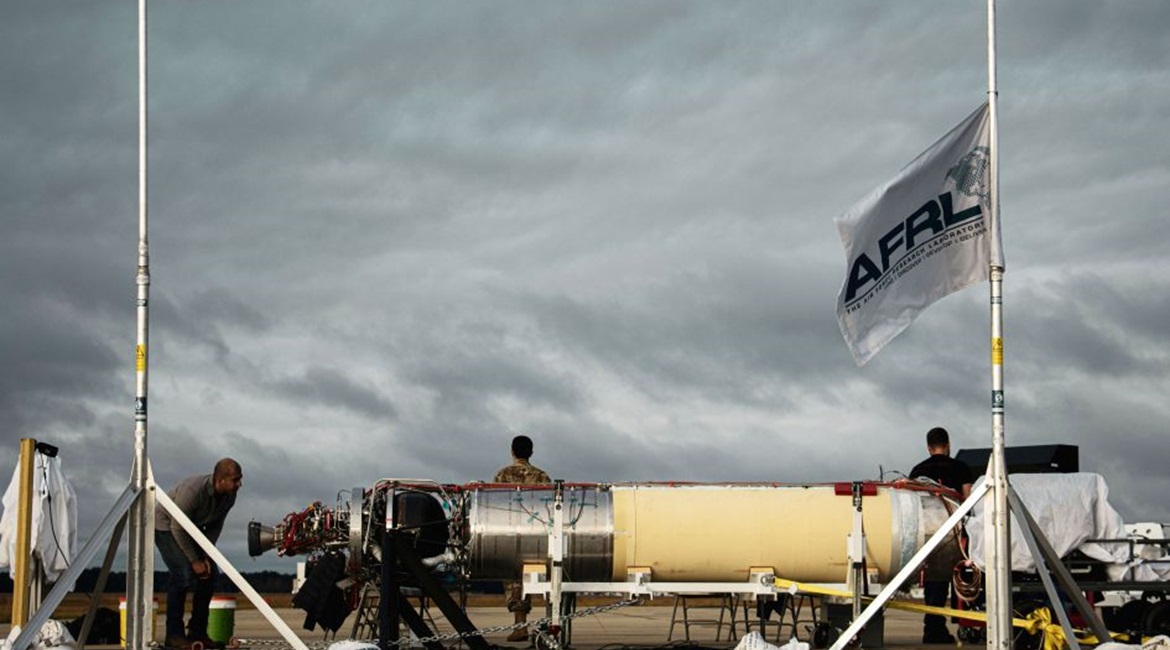The Air Force Research Lab Generation Orbit X-60A hypersonic flight research vehicle pictured during a ground test in December 2019.