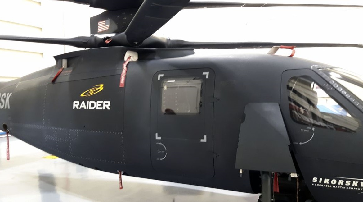 Sikorsky's S-97 Raider demonstrator on display at the company's West Palm Beach, Florida, flight facility on 20 February.