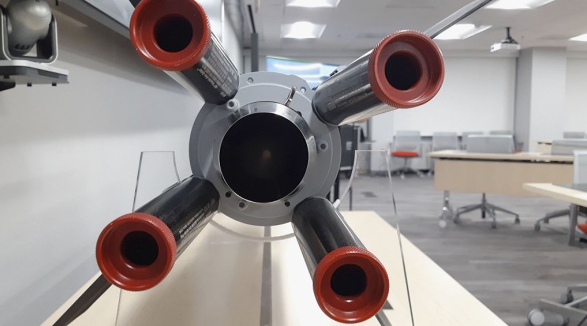The Coyote Block 2 C-UAS's four rocket-assist boosters that help get the missile off its rails.