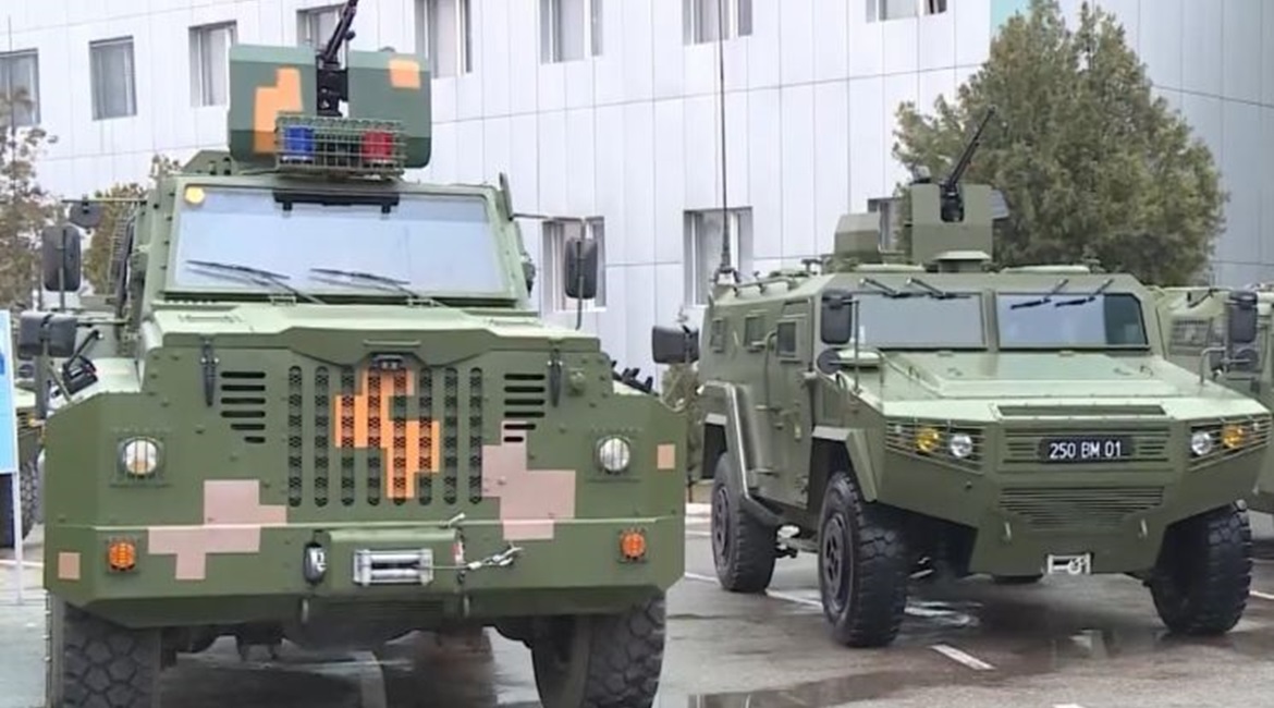 The Tajik military paraded several newly acquired platforms on 21 February, including VP11 (left) and CS/VN3 (right) vehicles.