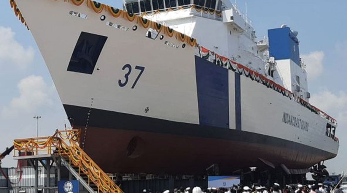 The sixth Vikram-class offshore patrol vessel built for the Indian Coast Guard, Vajra.