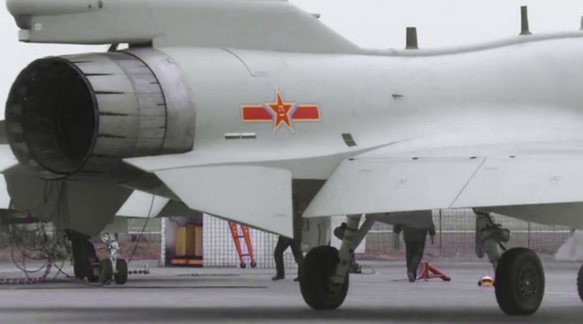 A screengrab from CCTV footage released on 2 March showing a J-10C multirole fighter in PLAAF markings fitted with a Chinese-made WS10B engine.