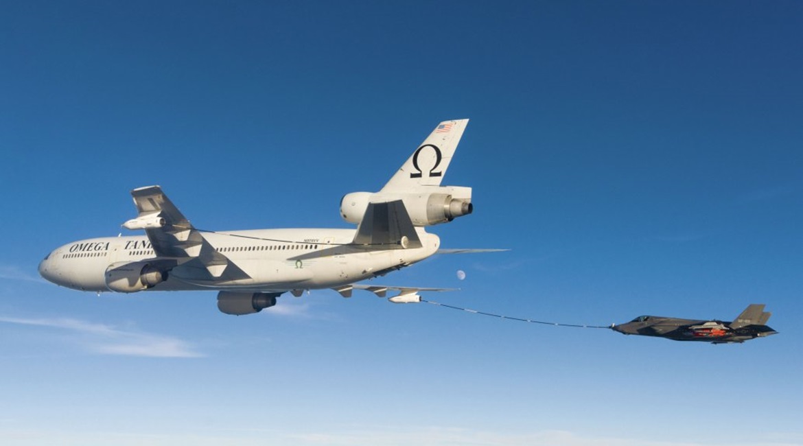 An Omega Air DC-10 (left) refuels an F-35B. The company expects the market for commercial aerial refueling services to grow as the US Air Force wants to reduce its tanker fleet, but an expert warns of high barriers to entry and unpredictable procuremen...