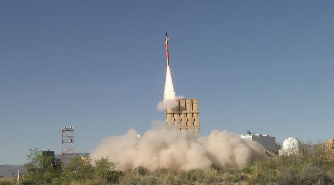 A Tamir missile shown launching from the US Army's new air-defence platform, the IFPC 2-Intercept multi-mission launcher. The USMC is moving forward with plans to integrate Iron Dome components, including the Tamir missile, into its medium-range interc...