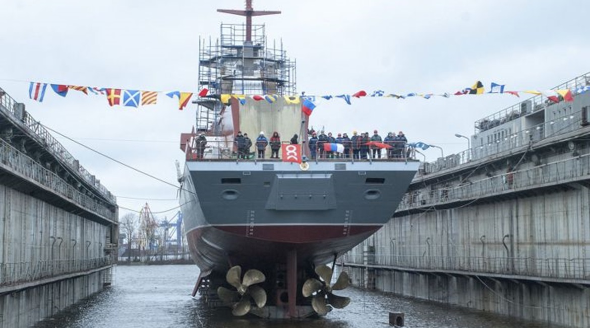 during its launch at Severnaya Shipyard on 12 March.