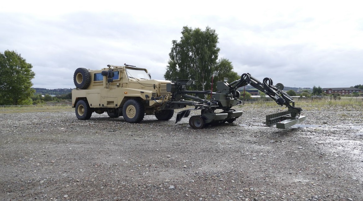 Pearson Engineering's RP&C multi-tool system attached to the front of the Tempest MRAP.