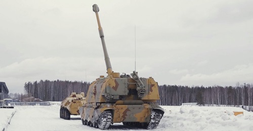 The upgraded 2S19M1-155 155 mm self-propelled howitzer.