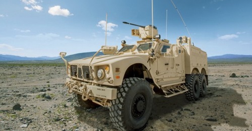 Oshkosh's 6×6 variant of its Mine-Resistant Ambush-Protected All-Terrain Variant (M-ATV). The US House Armed Services Committee chairman wants the Pentagon's innovative technology production qualities to be used to scale up responses to Covid-19.