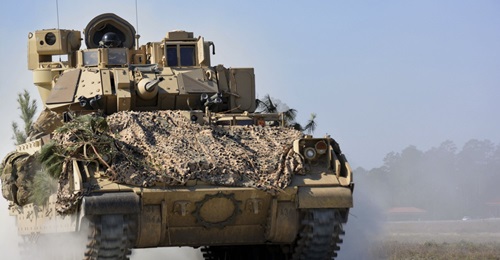 A M2A3 Bradley Fighting Vehicle from 1st Battalion, 64th Armor Regiment manoeuvres during a company combined arms live-fire exercise at Fort Stewart, Georgia, in February 2017. The US Army has unveiled a tentative roadmap to field a new Bradley replace...