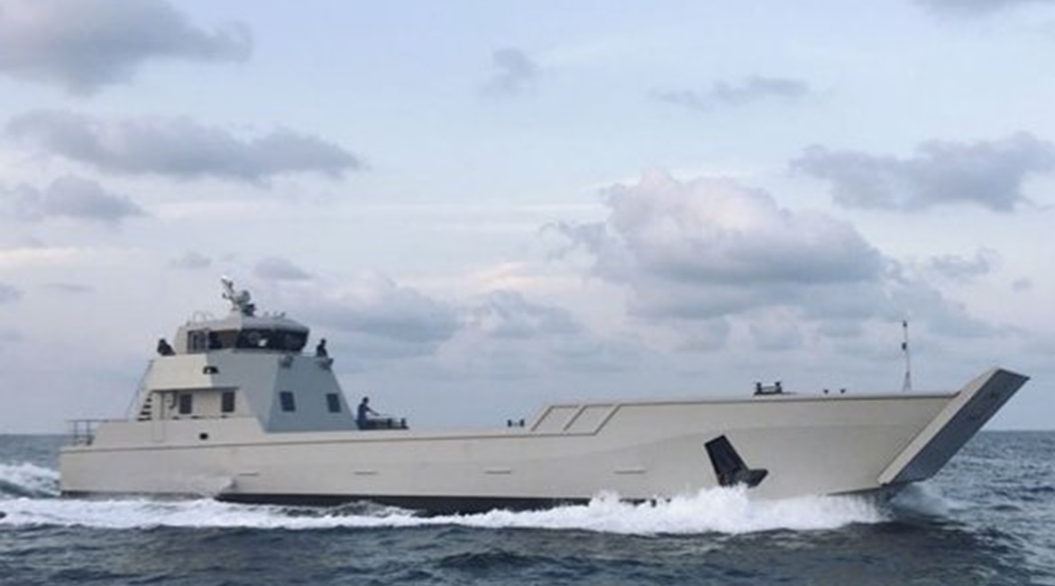 The Indonesian Navy's 33 m LCU, seen here during its sea trials.