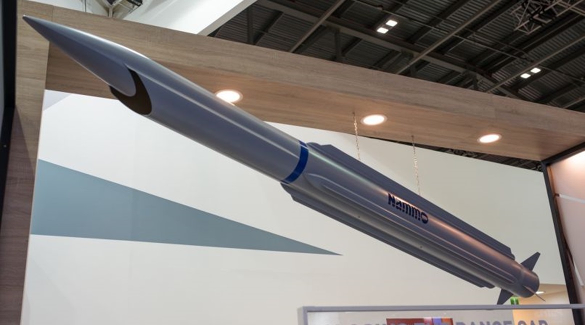 Nammo displayed a ramjet-powered surface-to-air interceptor concept on its stand at DSEi 2019 to highlight one of several applications it believes its SFRJ technology would be valuable.