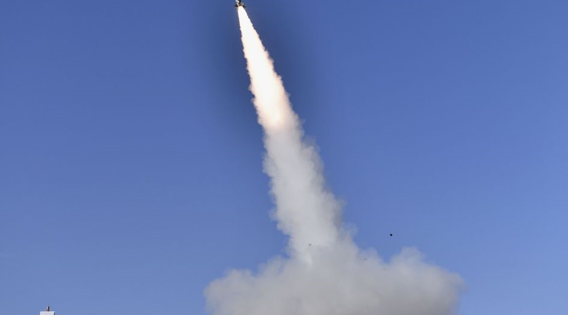 A Tamir missile is fired from an Iron Dome launcher during a test. The US Army said that it could field two Iron Dome batteries in 2021.