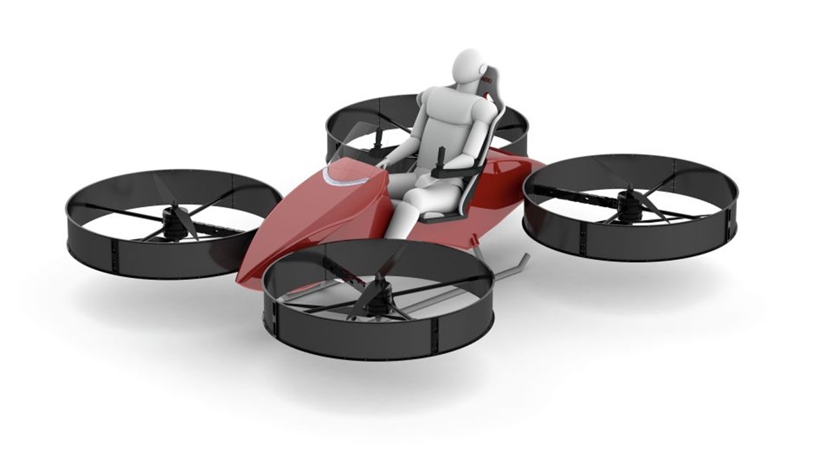 Flyt Aerospace's Red Hummingbird hoverbike being offered for the US Air Force's Agility Prime eVTOL procurement is pilot-optional, making it capable of performing military missions including medivac and cargo delivery.