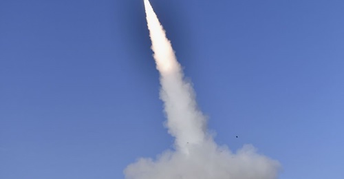 A Tamir missile being fired from an Iron Dome launcher during the recent tests. The US Army has said that it has various concerns with fielding the system or parts of the system but lawmakers have questions.