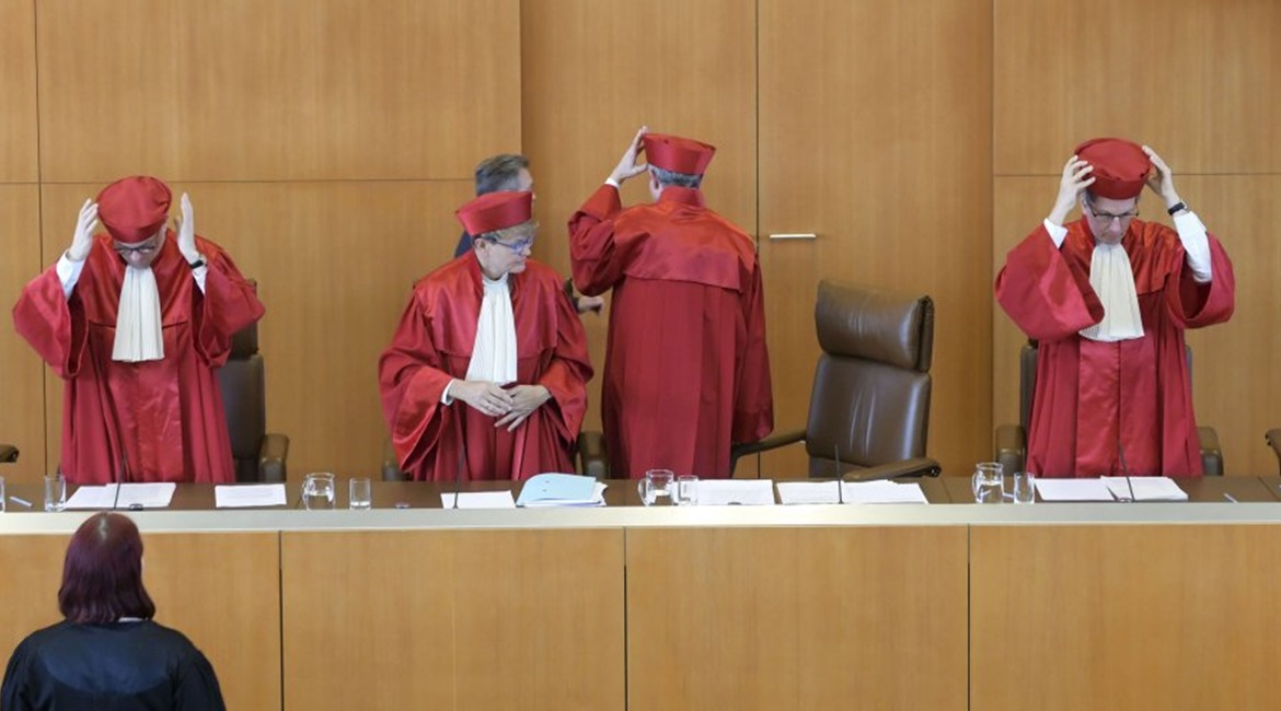The First Senate of the German Federal Constitutional Court (Bundesverfassungsgericht) judges a case in Karlsruhe, southwestern Germany, on 5 November 2019. The BVerfG is considered to be the guardian of Germany's Basic Law.