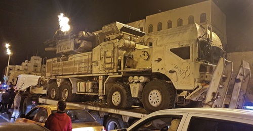 The damaged Pantsir-S1 that was captured at Al-Watiyah Air Base was paraded in Tripoli on 20 May.