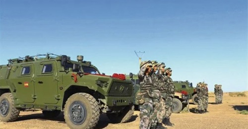 The CSK181 4×4 armoured vehicle (front) was one of the platforms recently inducted by a brigade under the 75th Group Army.