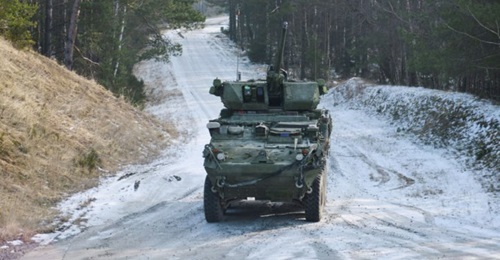 US soldiers with 4th Squadron, 2nd Cavalry Regiment conduct a live fire exercise using the 30 mm Stryker Infantry Carrier Vehicle-Dragoon at the 7th Army Training Command's Grafenwoehr Training Area, Germany, in February 2018. The army has awarded GDLS...