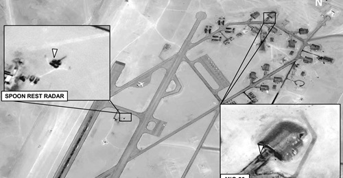 An overhead image released by AFRICOM on 18 June shows a 'Spoon Rest' radar and a MiG-29 at Libya's Al-Jufrah Air Base.
