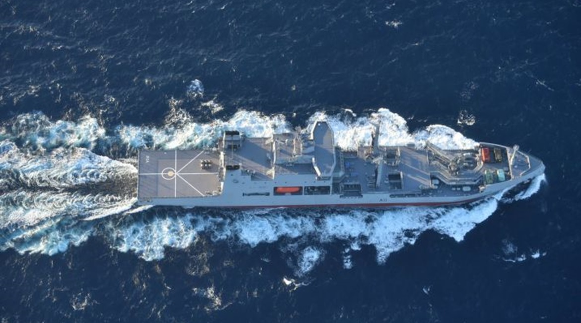 Aotearoa, seen here on its journey from South Korea to New Zealand, is expected to sail into Auckland Harbour on 26 June, according to the RNZN.