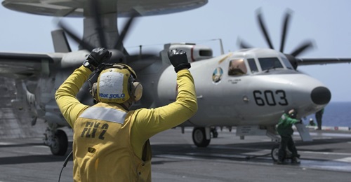 Seen here in US Navy service, the E-2D Advanced Hawkeye is set to join the French Navy also as a replacement for that service's E-2C platforms.