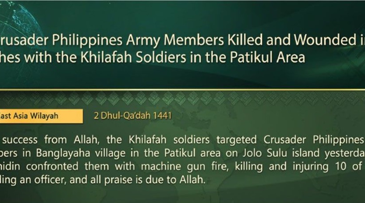 A screenshot of the 25 June claim issued by the Islamic State on messaging platforms Hoop and RocketChat.