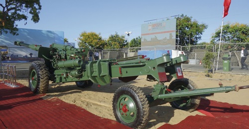 The Indian MoD has issued a tender in support of its bid to corporatise the state-owned Ordnance Factory Board. The enterprise specialises in developing and producing land systems such as this 155 mm/45 calibre Sharang towed gun.