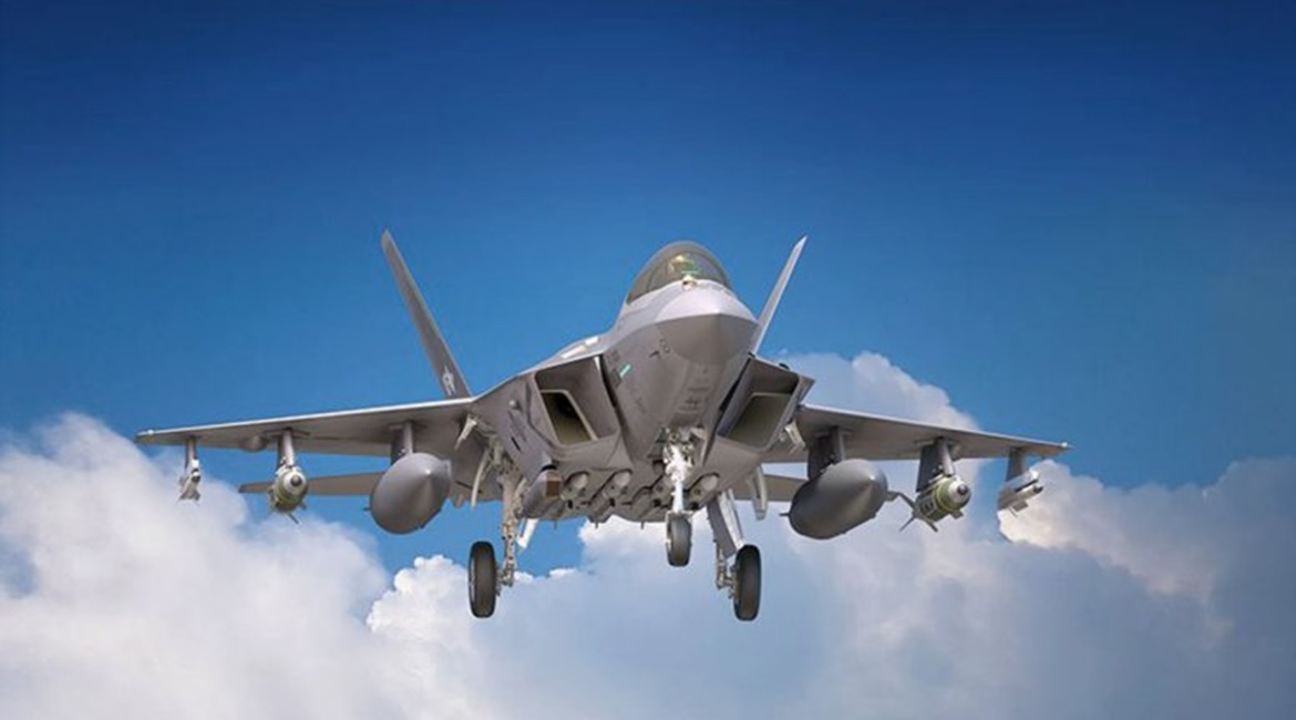 An artist's impression of the KF-X fighter aircraft. The first KF-X prototype is scheduled to be rolled out in April 2021.