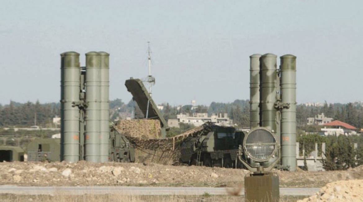 The S-400 deployed at Russia's Humaymim Air Base in western Syria.