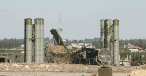 The S-400 deployed at Russia's Humaymim Air Base in western Syria.