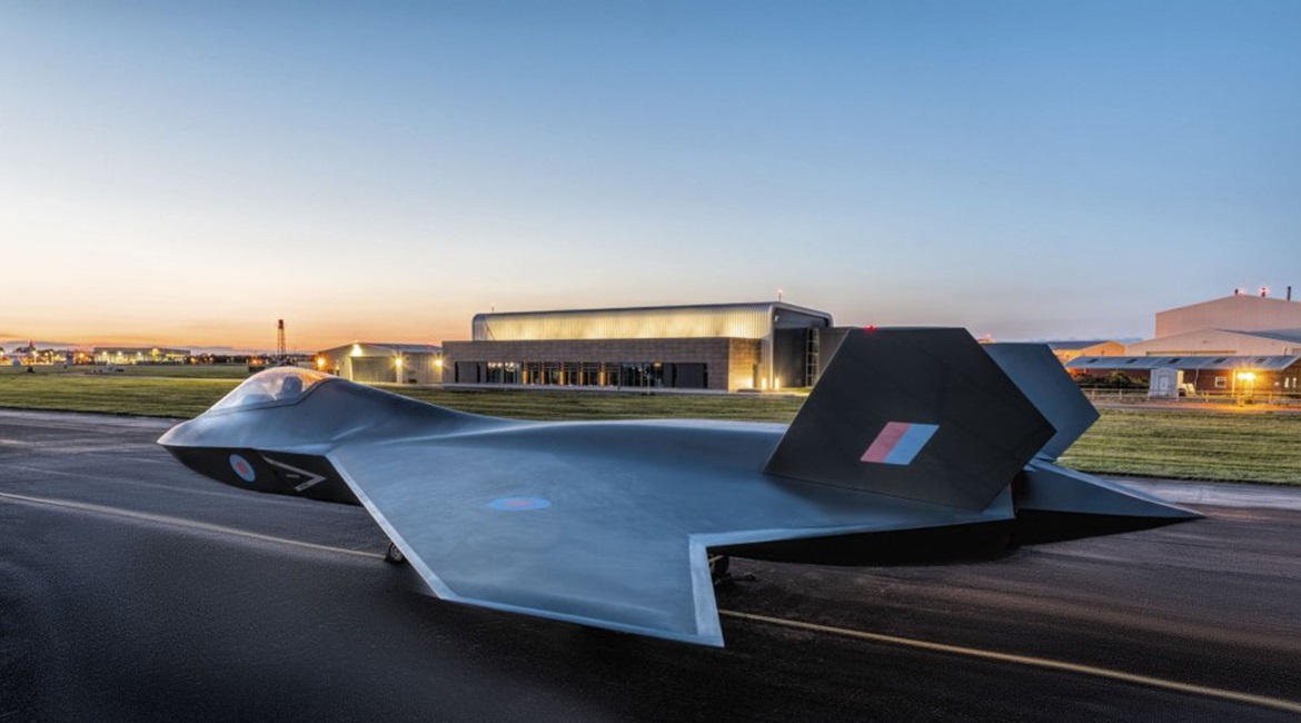 A mock-up of the Tempest future fighter. The UK, Italy and Sweden are to enter into an industrial framework that would develop technology for the FCAS TI initiative that will feed into Tempest, and also to upgrade their current generation of Eurofighte...