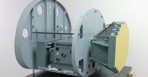 A mockup of the AN/APG-83 Scalable Agile Beam (SABR) AESA radar used in the test.