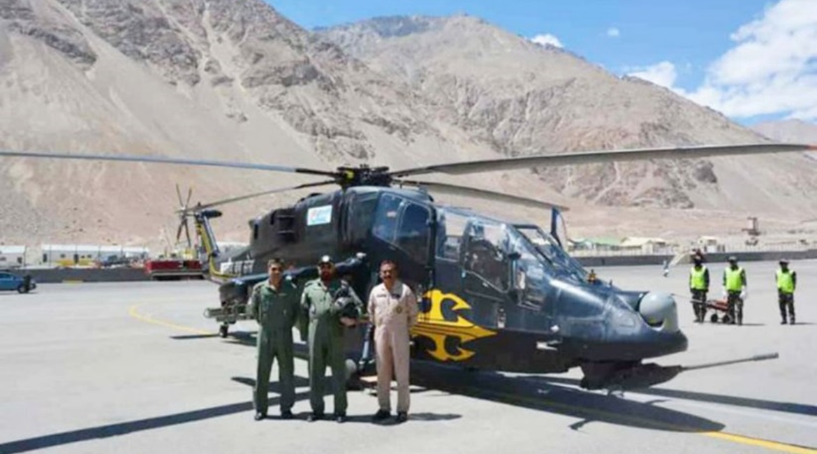 An LCH prototype in Ladakh near India's disputed border with China. Manufacturer HAL announced on 12 August that it deployed two LCH prototypes to the region in support of IAF operations.