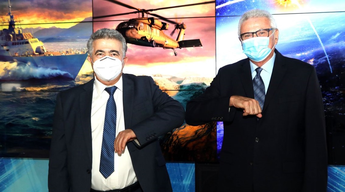 Amir Peretz, Israel's Minister of Economy and Industry (left) and Joshua (Shiki) Shani, Chief Executive of Lockheed Martin Israel (right) at the signing of an umbrella agreement between Lockheed Martin and the Israeli government for industrial co-opera...