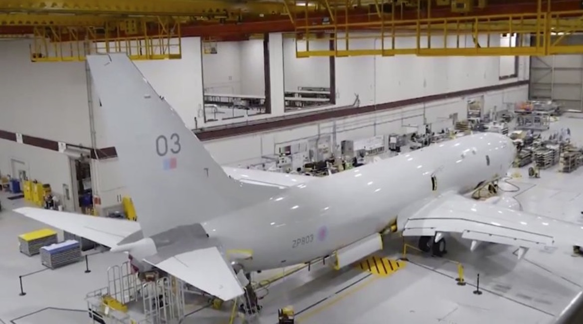 Poseidon MRA Mk1 number YP173 in the final stages of production at Boeing's Renton factory in Seattle.