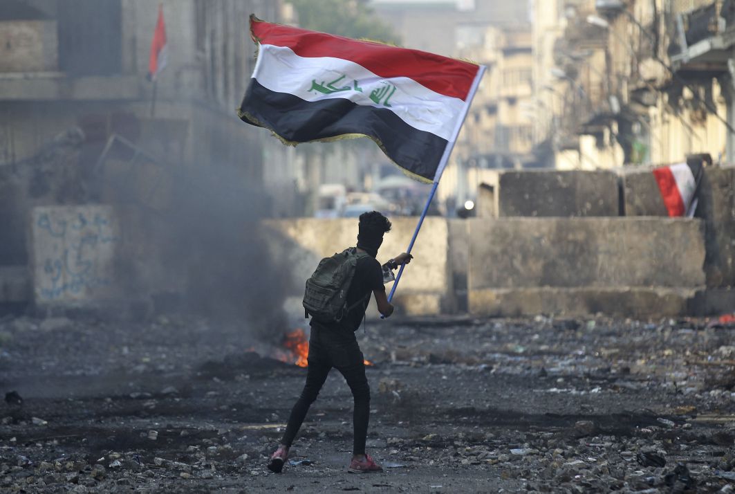 An anti-government protester in the Iraqi capital Baghdad in November 2019. (Getty Images)