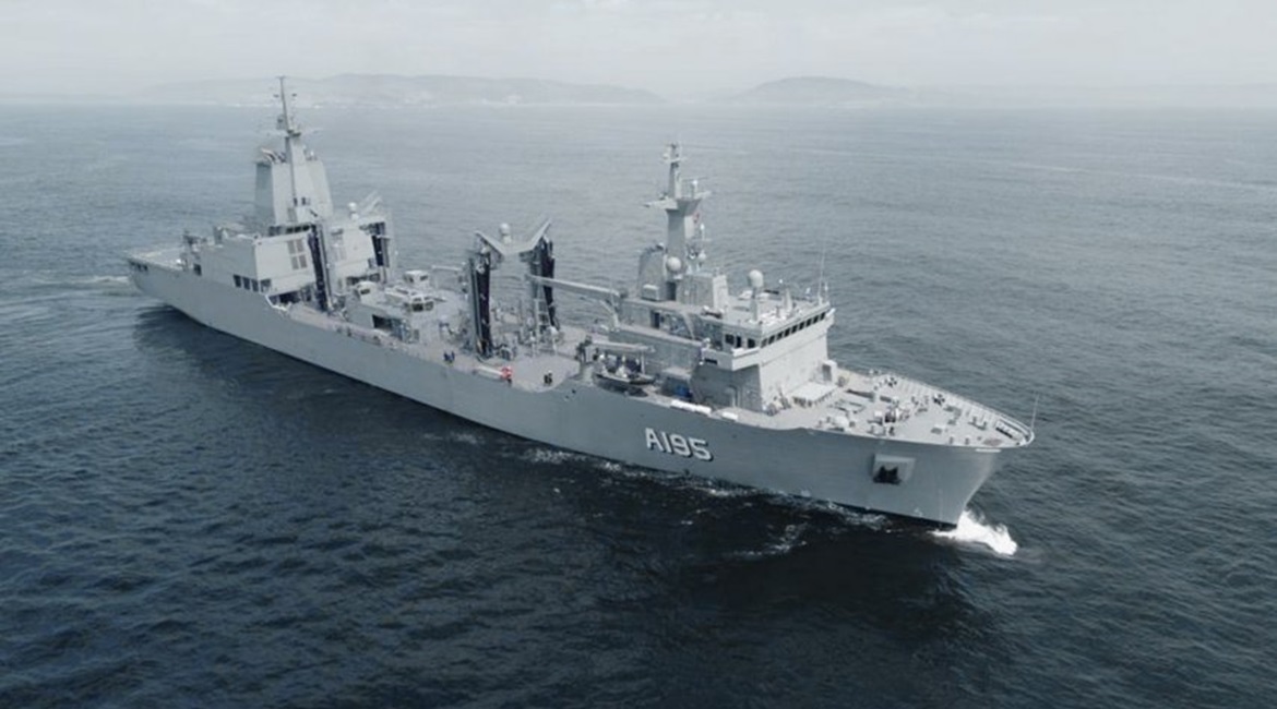 The future HMAS 
        
        , seen here during its sea trials.
