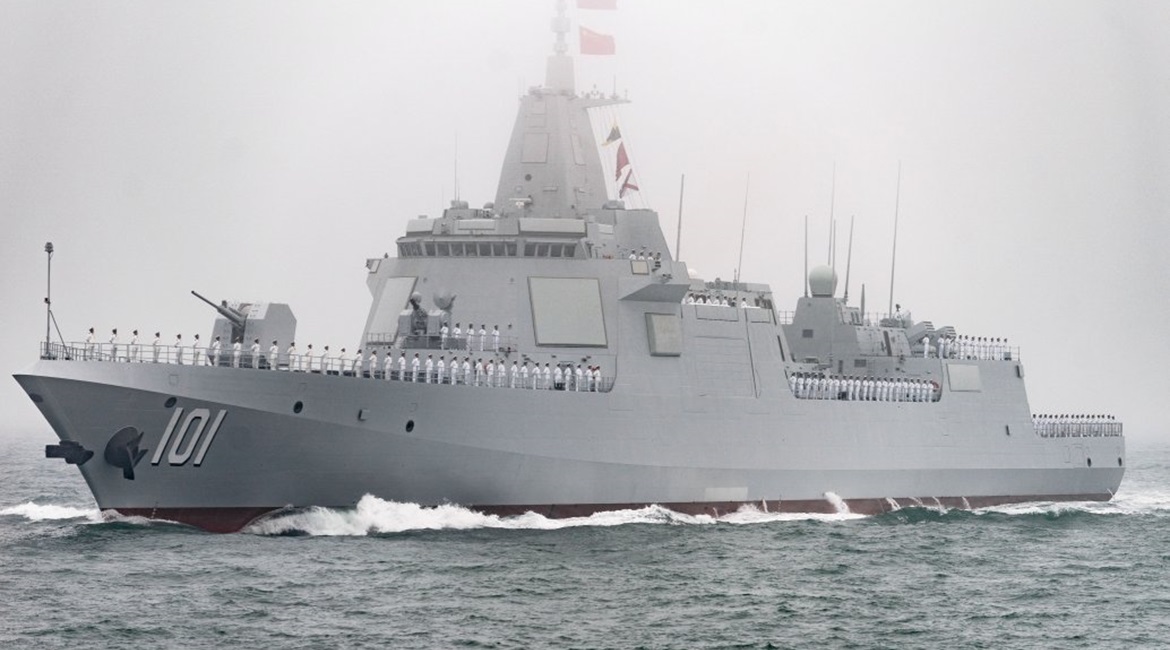 , the first of the PLAN's Type 055-class destroyers, took part in a fleet review held on 23 April off the northern port city of Qingdao.