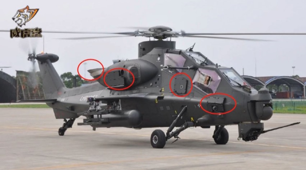 A screengrab from CCTV footage highlighting some of the latest improvements made to the PLA's Z-10 attack helicopter.