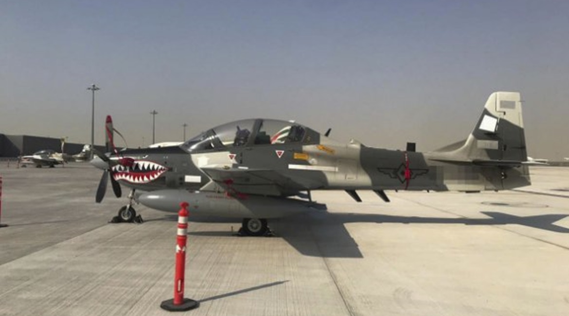 One of the four A-29 Super Tucano aircraft that arrived at Clark Air Base in the Philippines on 19 September. Two more A-29s are expected to arrive in the country in the coming days.