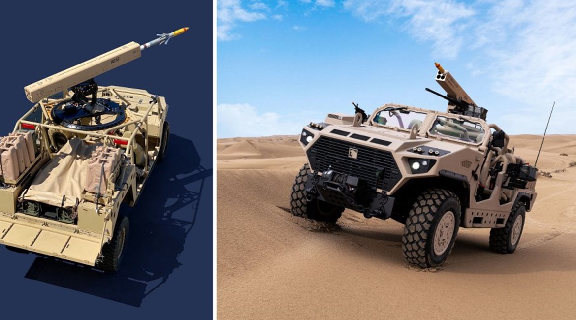 A rendering of Arnold Defense's Fletcher 70 mm rocket launcher for tactical ground vehicles.