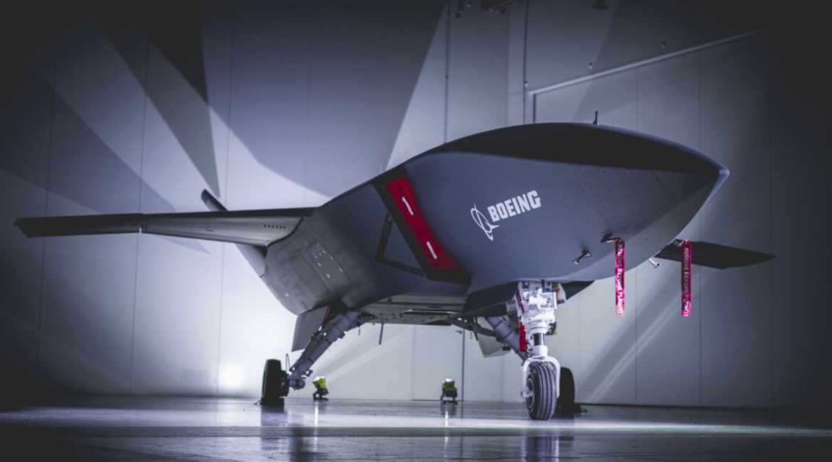 The first prototype of the Boeing Loyal Wingman seen at its roll-out in May. Boeing has confirmed that it will develop a production centre for the aircraft in the Australian state of Queensland.
